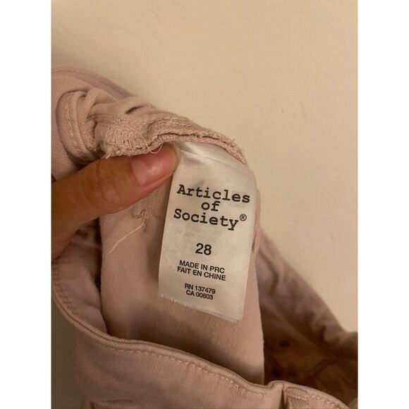 Articles of Society Pants Women's 28 Blush Pink Carly Raw Hem Ankle Skinny Jeans - Picture 6 of 8